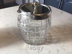 Antique Cut Glass & Silver Plated Biscuit Barrel / Ice Bucket, Circa 1910