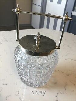 Antique Cut Glass & Silver Plated Biscuit Barrel / Ice Bucket, Circa 1910