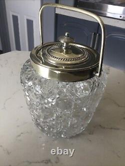 Antique Cut Glass & Silver Plated Biscuit Barrel / Ice Bucket, Circa 1910