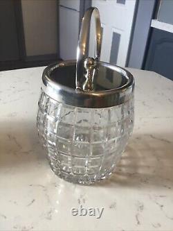 Antique Cut Glass & Silver Plated Biscuit Barrel / Ice Bucket, Circa 1910