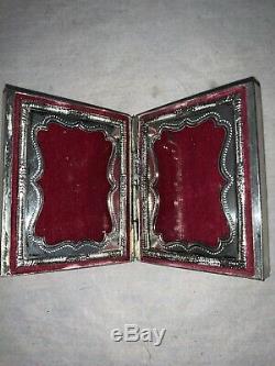 Antique DAGUERREOTYPE The Garden Fountain Silver Plate Children Pictures RARE