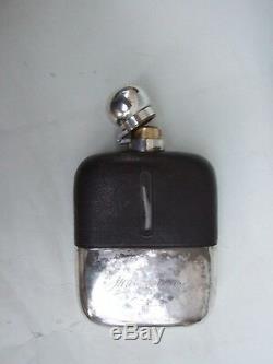 `Antique EPBM Silver Glass Pocket Spirit Flask Hardy Bross Inscribed 1927's