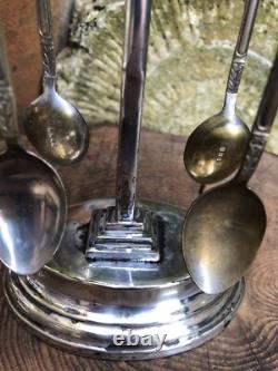 Antique Edwardian Apostle spoon rack cross handle silver plated by Barker Bros
