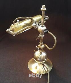 Antique Edwardian Brass Desk Lamp The Shannon Multi Position Steampunk Design