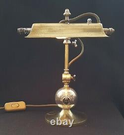 Antique Edwardian Brass Desk Lamp The Shannon Multi Position Steampunk Design