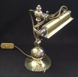 Antique Edwardian Brass Desk Lamp The Shannon Multi Position Steampunk Design