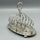 Antique Edwardian Silver Plate Toast Rack Bright Cut 6-Slice Crumb Tray Base