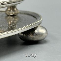 Antique Edwardian Silver Plate Toast Rack Bright Cut 6-Slice Crumb Tray Base