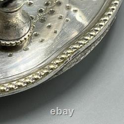 Antique Edwardian Silver Plate Toast Rack Bright Cut 6-Slice Crumb Tray Base