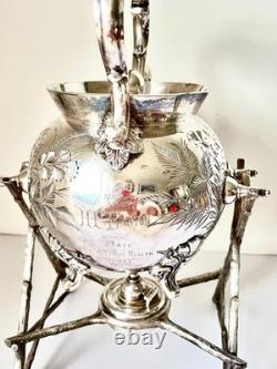 Antique Edwardian Walker Hall Silver Plated Spirit Kettle On Stand C 1905