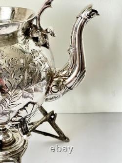 Antique Edwardian Walker Hall Silver Plated Spirit Kettle On Stand C 1905