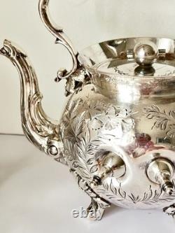 Antique Edwardian Walker Hall Silver Plated Spirit Kettle On Stand C 1905