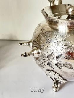 Antique Edwardian Walker Hall Silver Plated Spirit Kettle On Stand C 1905