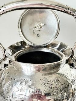 Antique Edwardian Walker Hall Silver Plated Spirit Kettle On Stand C 1905
