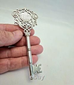 Antique Edwardian silver plated key presented to Mrs W. Jenkins, September 1910