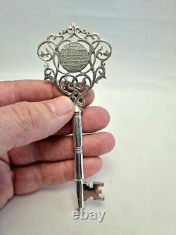 Antique Edwardian silver plated key presented to Mrs W. Jenkins, September 1910