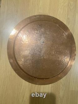 Antique Egyptian Hand Engraved Copper Tray with Silver Inlay Circa 1942 WW2