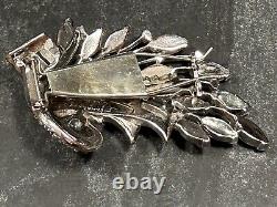 Antique Eisenberg Originals Large Fur Clip, Dress Clip- Rhodium Plated, Crystal