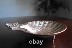 Antique England Sheffield Plate Original Shell Footed Dish Silver on Copper