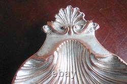 Antique England Sheffield Plate Original Shell Footed Dish Silver on Copper