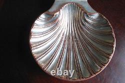 Antique England Sheffield Plate Original Shell Footed Dish Silver on Copper