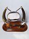 Antique English Oak, Bovine Horn & Silver Plate Dinner Gong. Victorian Taxidermy