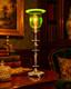 Antique English Silver Plated Table Lamp James Powell Vaseline Glass Shade c1900