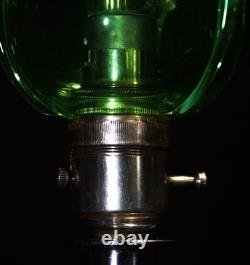 Antique English Silver Plated Table Lamp James Powell Vaseline Glass Shade c1900