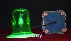 Antique English Silver Plated Table Lamp James Powell Vaseline Glass Shade c1900