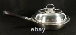 Antique English Silverplate Double Wall Food Warmer Ebony Handle HUTTON & SONS