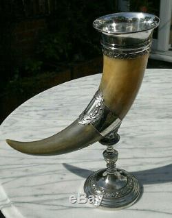 Antique English Victorian Cornucopia Horn Vase c1880 Silver Plated 12.5Tall
