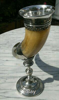 Antique English Victorian Cornucopia Horn Vase c1880 Silver Plated 12.5Tall