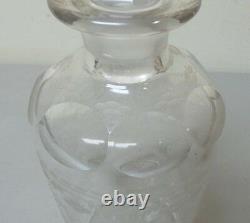 Antique Etched 3-bottle Tantalus, Tall Crystal Decanters In Silver Plate Stand
