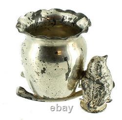 Antique Figural Derby Silver Plate Best Wishes Chick Wishbone Toothpick Holder