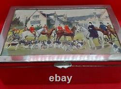 Antique Foxhunting Silver-plated Box Original Watercolour Sydney Seymour Lucas