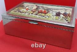 Antique Foxhunting Silver-plated Box Original Watercolour Sydney Seymour Lucas