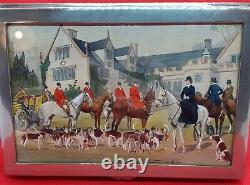 Antique Foxhunting Silver-plated Box Original Watercolour Sydney Seymour Lucas