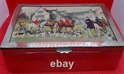 Antique Foxhunting Silver-plated Box Original Watercolour Sydney Seymour Lucas