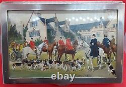 Antique Foxhunting Silver-plated Box Original Watercolour Sydney Seymour Lucas