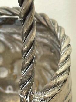 Antique French Art Nouveau Silver Plate Champagne Wine Basket Ice Cooler