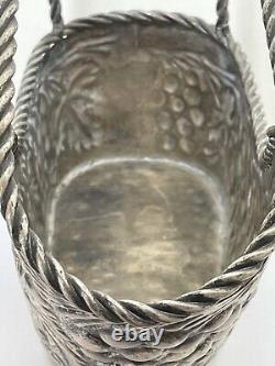 Antique French Art Nouveau Silver Plate Champagne Wine Basket Ice Cooler