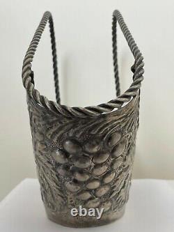 Antique French Art Nouveau Silver Plate Champagne Wine Basket Ice Cooler