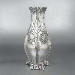 Antique French Gallia Silver Plate Vase, Chrysanthemums, Art Nouveau Period