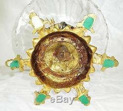 Antique French Gilded & Silver Plated Bronze & Crystal Compote w. Marmaids (Mel)