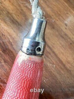 Antique French Silver Pink Gilloche Enamel Call Bell Electric Push Button Buzzer
