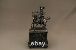 Antique French Silver Plated Casket Medieval Knight on Horse Jewelry Box 19th