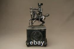 Antique French Silver Plated Casket Medieval Knight on Horse Jewelry Box 19th