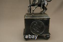 Antique French Silver Plated Casket Medieval Knight on Horse Jewelry Box 19th