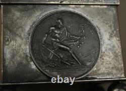 Antique French Silver Plated Casket Medieval Knight on Horse Jewelry Box 19th