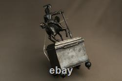Antique French Silver Plated Casket Medieval Knight on Horse Jewelry Box 19th